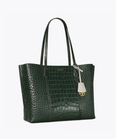 Tory Burch Perry Embossed Triple Compartment Tote Bag Deep Kelp 20257063 2