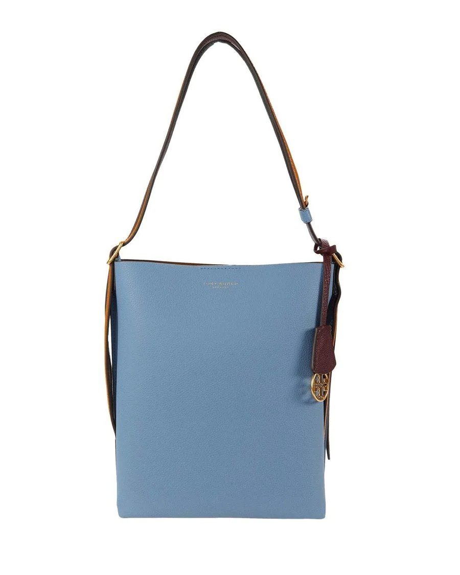 Tory Burch Perry Leather Bucket Bag, Blue-20253717