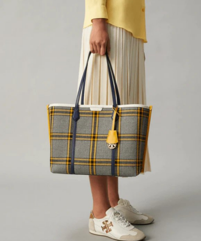 Tory Burch Perry Plaid Triple Compartment Tote 20258063 1
