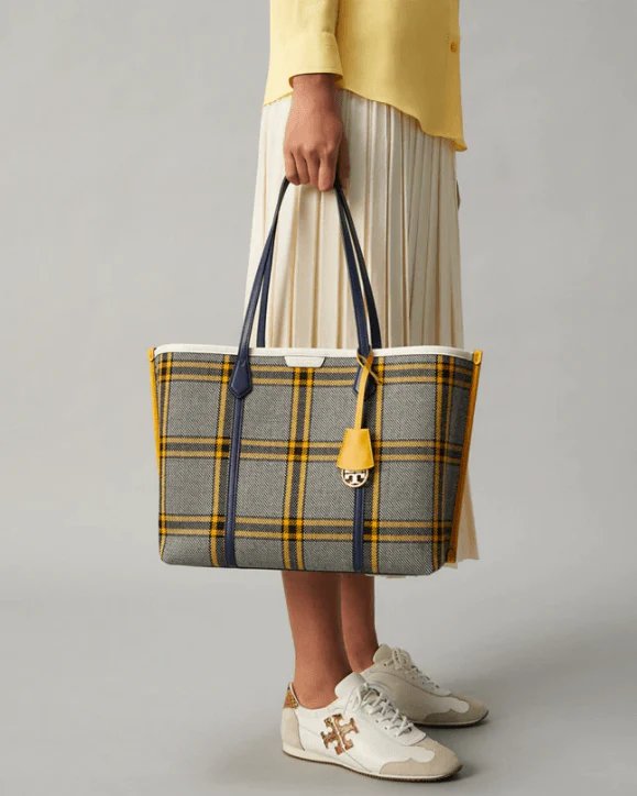 Alternative view of Tory Burch Perry Plaid Triple-Compartment Tote