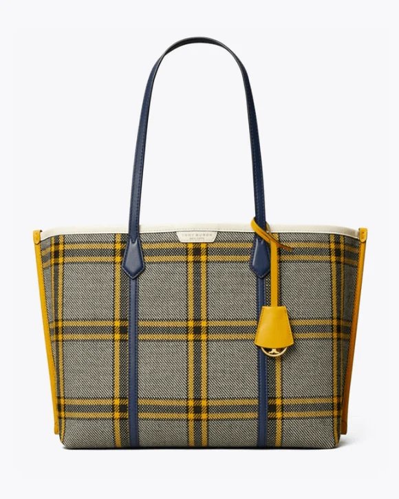 Tory Burch Perry Plaid Triple-Compartment Tote-20258063