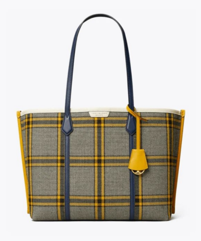 Tory Burch Perry Plaid Triple-Compartment Tote-20258064
