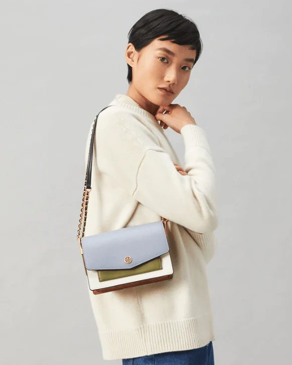 Alternative view of Tory Burch Robinson Color-Block Mini Shoulder Bag, Cloud Blue