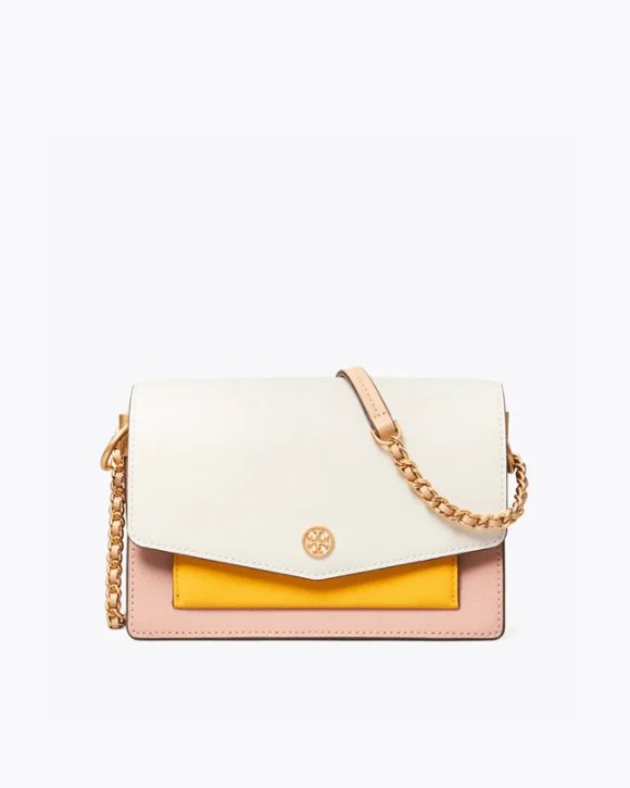 Tory Burch Robinson Color-Block Mini Shoulder Bag, New Ivory-20257036