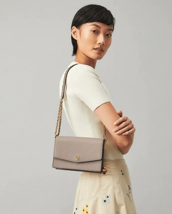 Alternative view of Tory Burch Robinson Convertible Mini Shoulder Bag, Gray Heron