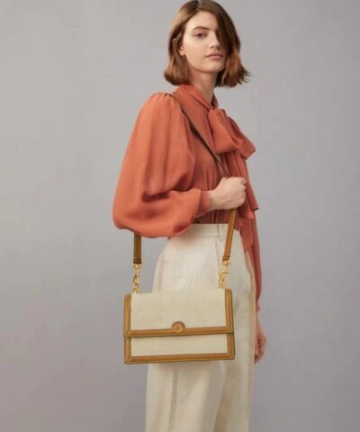 Tory Burch T Monogram Canvas Shoulder Bag In Natural 20251691 1
