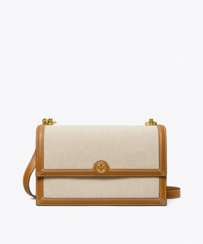 Tory Burch T Monogram Canvas Shoulder Bag In Natural-20251691