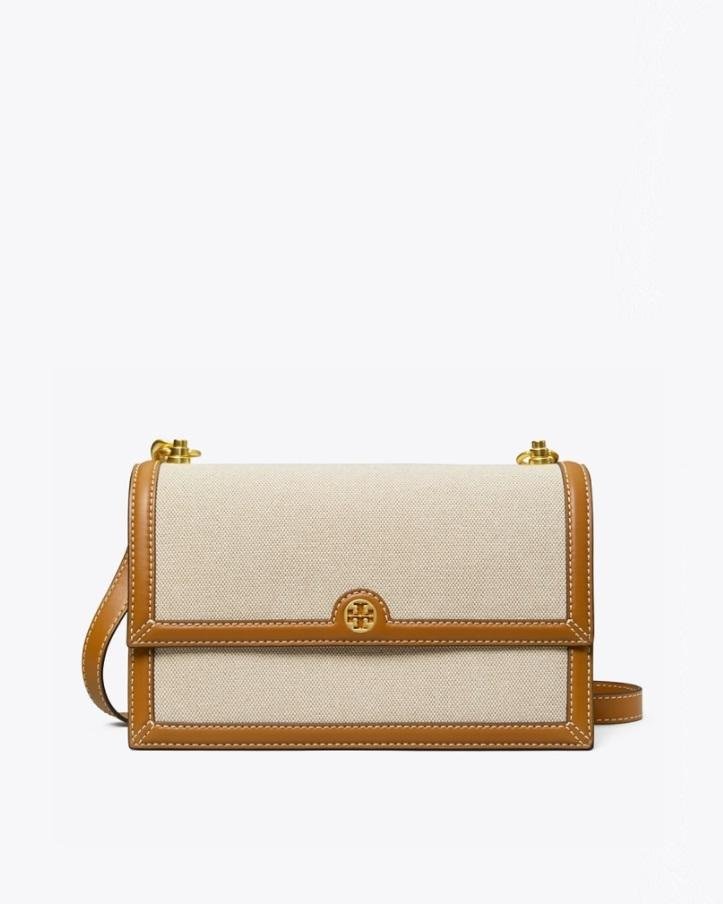 Tory Burch T Monogram Canvas Shoulder Bag In Natural-20251691