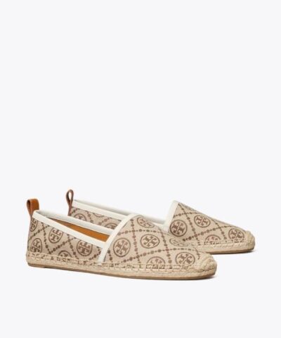 Tory Burch T Monogram Espadrille Flat In Hazel New Ivory 20252459 1