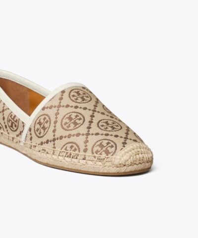 Tory Burch T Monogram Espadrille Flat In Hazel New Ivory 20252459 2