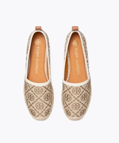 Tory Burch T Monogram Espadrille Flat In Hazel New Ivory 20252459 3