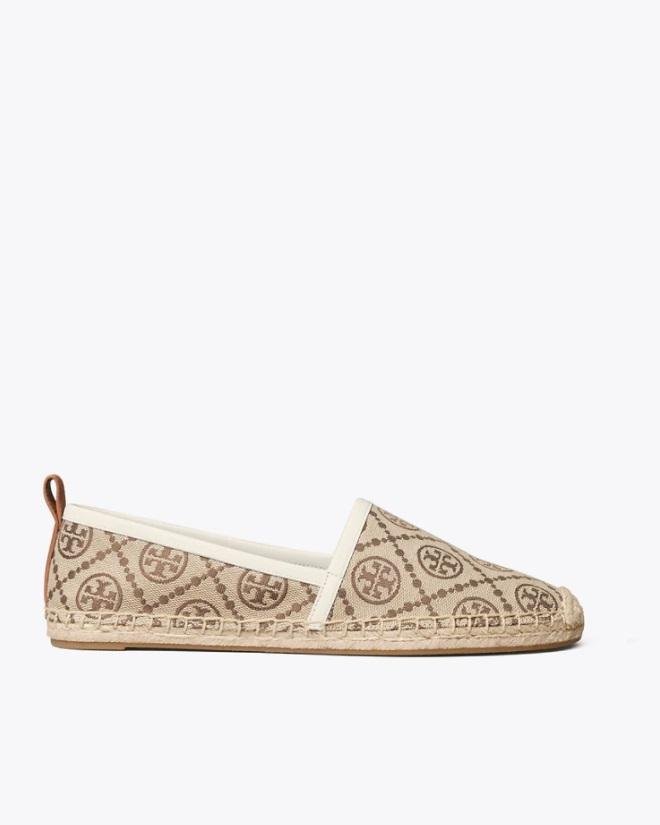 Tory Burch T Monogram Espadrille Flat In Hazel / New Ivory-20252459