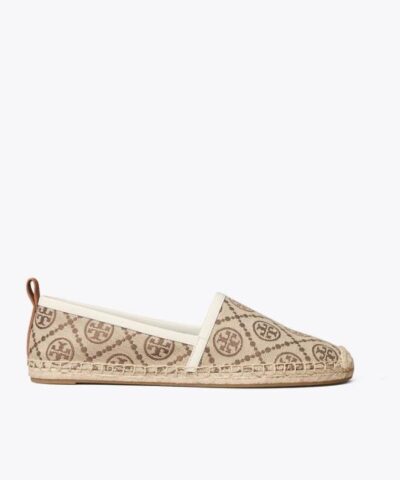 Tory Burch T Monogram Espadrille Flat In Hazel / New Ivory-20252464