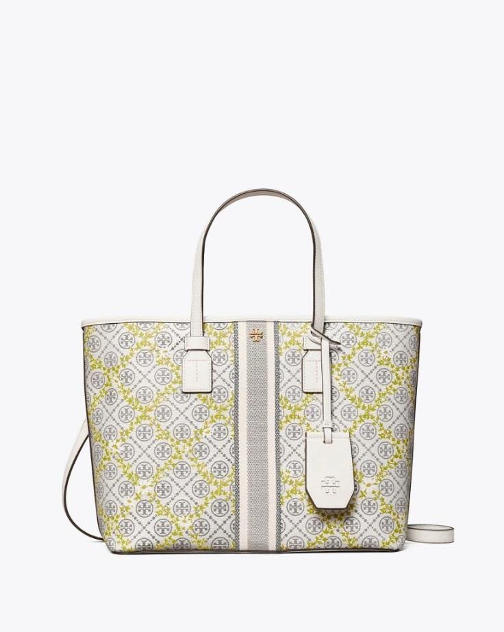 Tory Burch T Monogram Floral Vine Small Top-Zip Tote Bag In Ivory-20252026