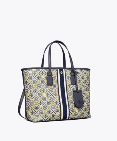 Tory Burch T Monogram Floral Vine Small Top Zip Tote Bag In Navy 20252019 2