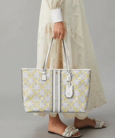 Tory Burch T Monogram Floral Vine Top Zip Tote Bag In Ivory 20252012 1