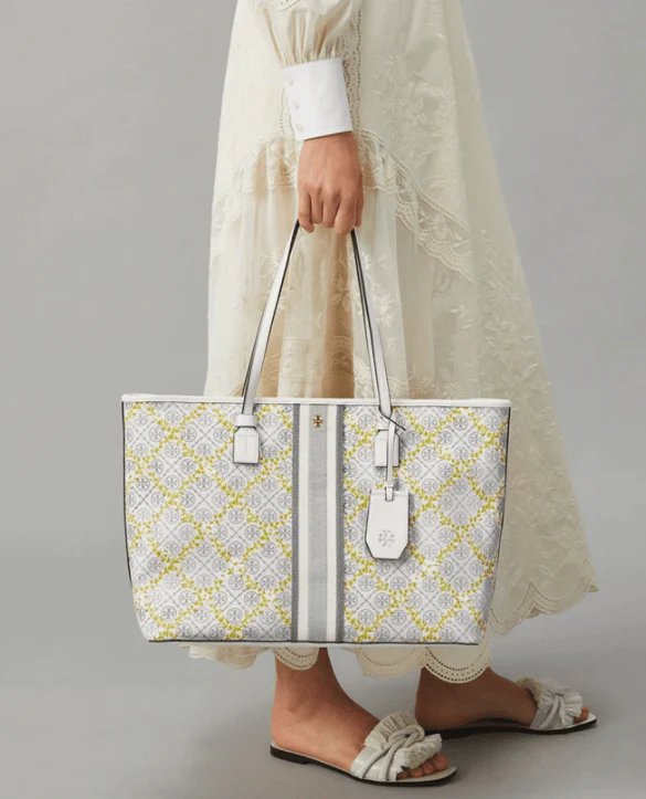 Alternative view of Tory Burch T Monogram Floral Vine Top-Zip Tote Bag In Ivory
