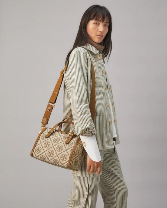 Alternative view of Tory Burch T Monogram Jacquard Barrel, Hazelnut