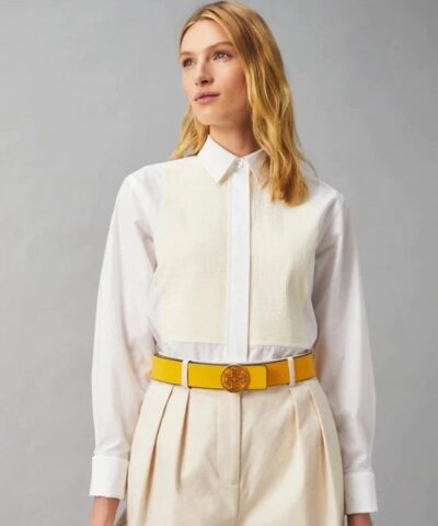 Tory Burch T Monogram Jacquard Belt Goldfinch 20255737 1