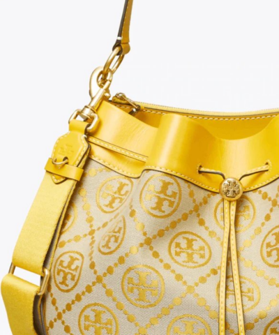 Tory Burch T Monogram Jacquard Drawstring Hobo Goldfinch 20257107 3