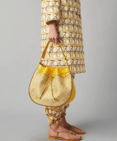 Tory Burch T Monogram Jacquard Drawstring Hobo Goldfinch 20257107 5