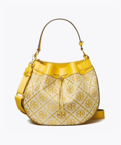Tory Burch T Monogram Jacquard Drawstring Hobo, Goldfinch-20257108