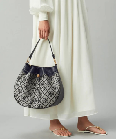 Alternative view of Tory Burch T Monogram Jacquard Drawstring Hobo, Tory Navy