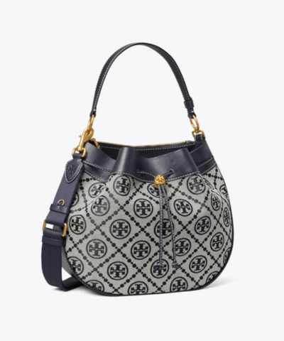 Tory Burch T Monogram Jacquard Drawstring Hobo Tory Navy 20257100 2