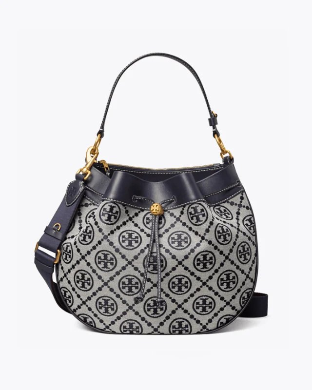 Tory Burch T Monogram Jacquard Drawstring Hobo, Tory Navy-20257100