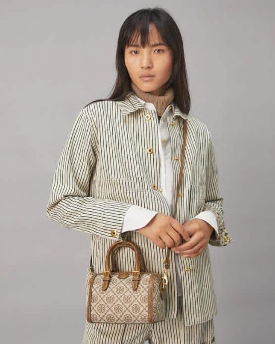 Alternative view of Tory Burch T Monogram Jacquard Mini Barrel, Hazelnut