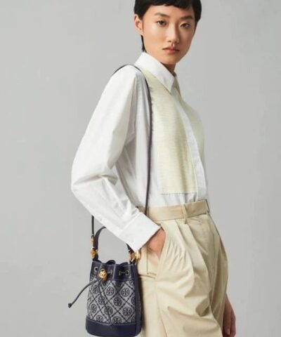 Tory Burch T Monogram Jacquard Mini Bucket Bag Tory Navy 20255433 1