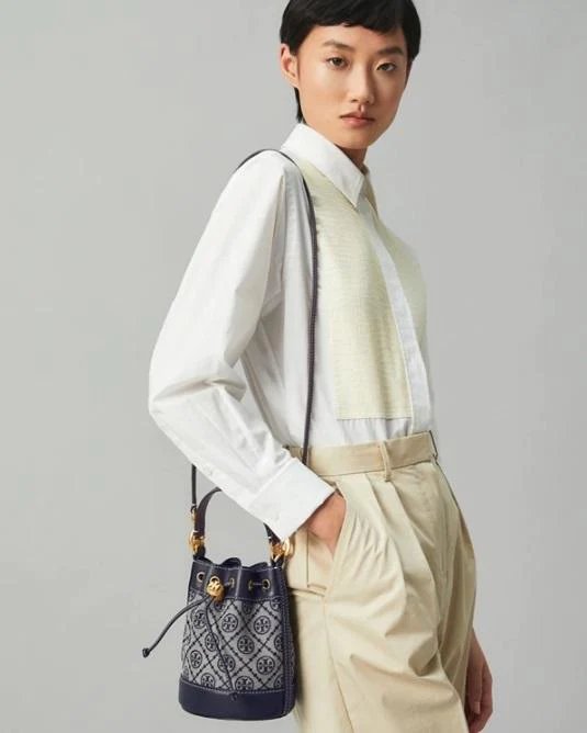 Alternative view of Tory Burch T Monogram Jacquard Mini Bucket Bag, Tory Navy