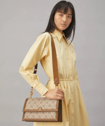 Tory Burch T Monogram Jacquard Shoulder Bag Hazelnut 20248570 1