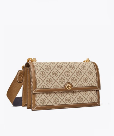 Tory Burch T Monogram Jacquard Shoulder Bag Hazelnut 20248570 2