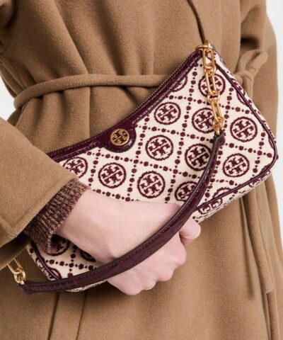 Tory Burch T Monogram Jacquard Studio Bag In ClaretNew Cream 20243239 1