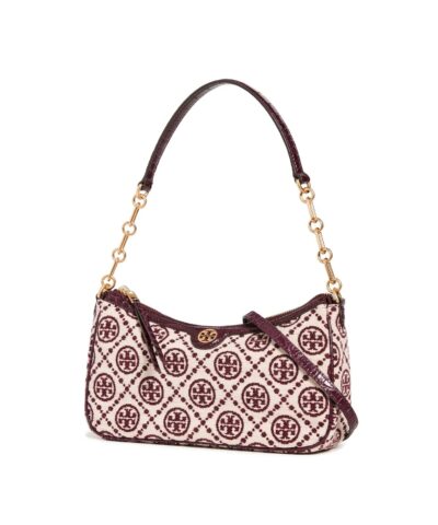 Tory Burch T Monogram Jacquard Studio Bag In ClaretNew Cream 20243239 2