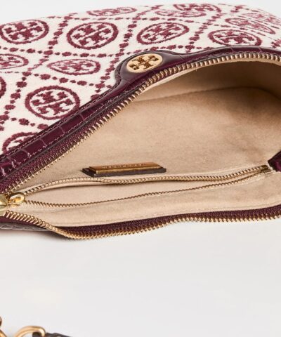 Tory Burch T Monogram Jacquard Studio Bag In ClaretNew Cream 20243239 3
