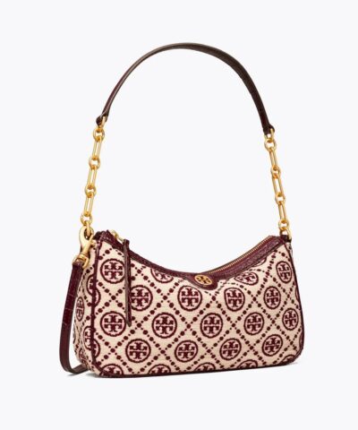 Tory Burch T Monogram Jacquard Studio Bag In ClaretNew Cream 20243239 4