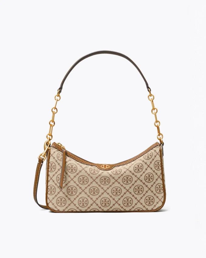 Tory Burch T Monogram Jacquard Studio Bag In Hazel-20243261