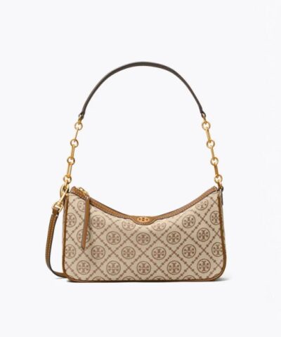 Tory Burch T Monogram Jacquard Studio Bag In Hazel-20243262