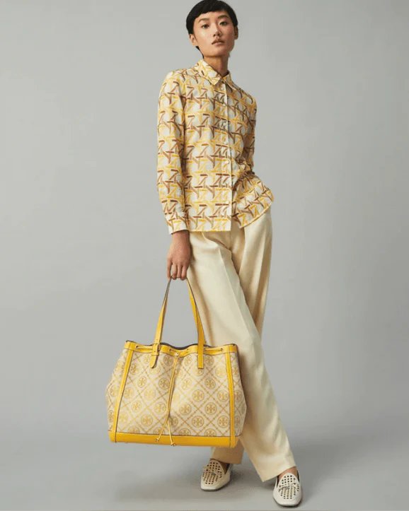 Alternative view of Tory Burch T Monogram Jacquard Tote Bag, Goldfinch