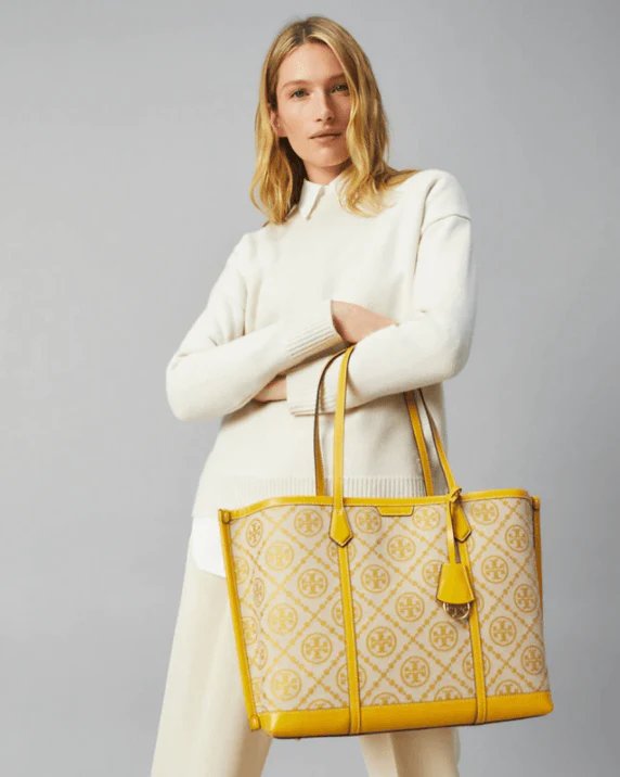 Alternative view of Tory Burch T Monogram Jacquard Triple-Compartment Tote, Goldfinch