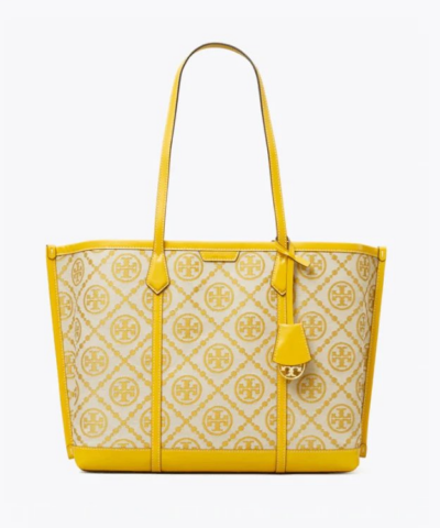 Tory Burch T Monogram Jacquard Triple-Compartment Tote, Goldfinch-20257093