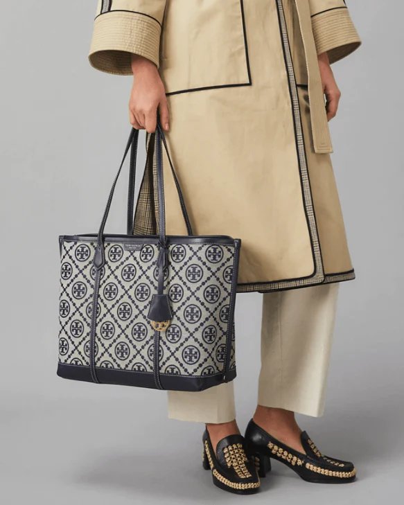 Alternative view of Tory Burch T Monogram Jacquard Triple-Compartment Tote, Tory Navy