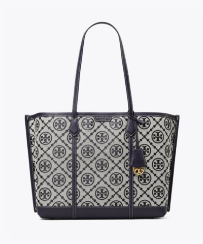 Tory Burch T Monogram Jacquard Triple-Compartment Tote, Tory Navy-20257086