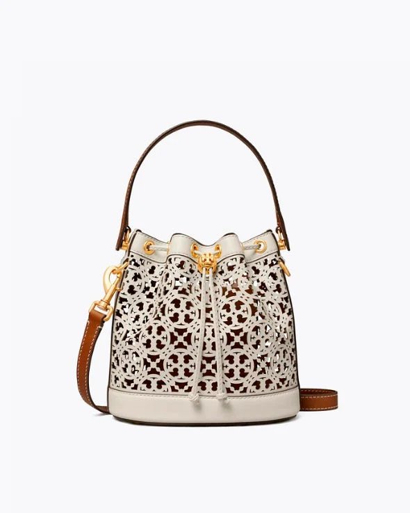 Tory Burch T Monogram Laser-Cut Leather Bucket Bag-20240312