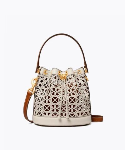 Tory Burch T Monogram Laser-Cut Leather Bucket Bag-20240313