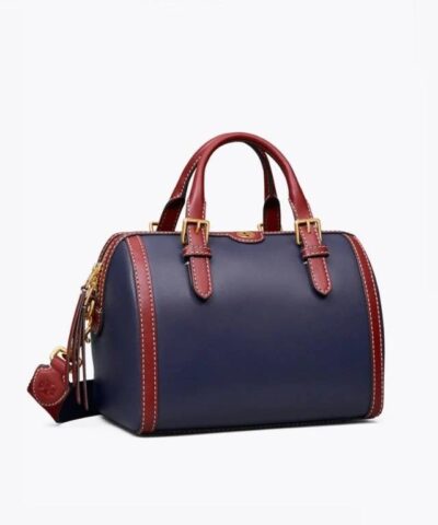 Tory Burch T Monogram Leather Barrel Royal Navy Juneberry 20248612 2