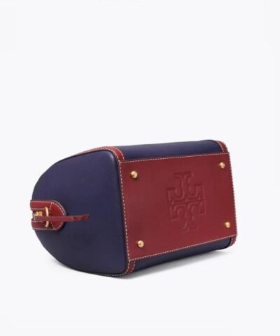 Tory Burch T Monogram Leather Barrel Royal Navy Juneberry 20248612 4