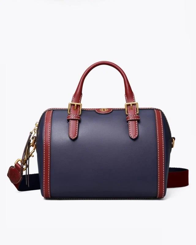 Tory Burch T Monogram Leather Barrel, Royal Navy / Juneberry-20248612